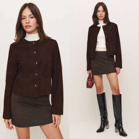 New Reformation Veda Reed Suede Jacket - Picture 1 of 5